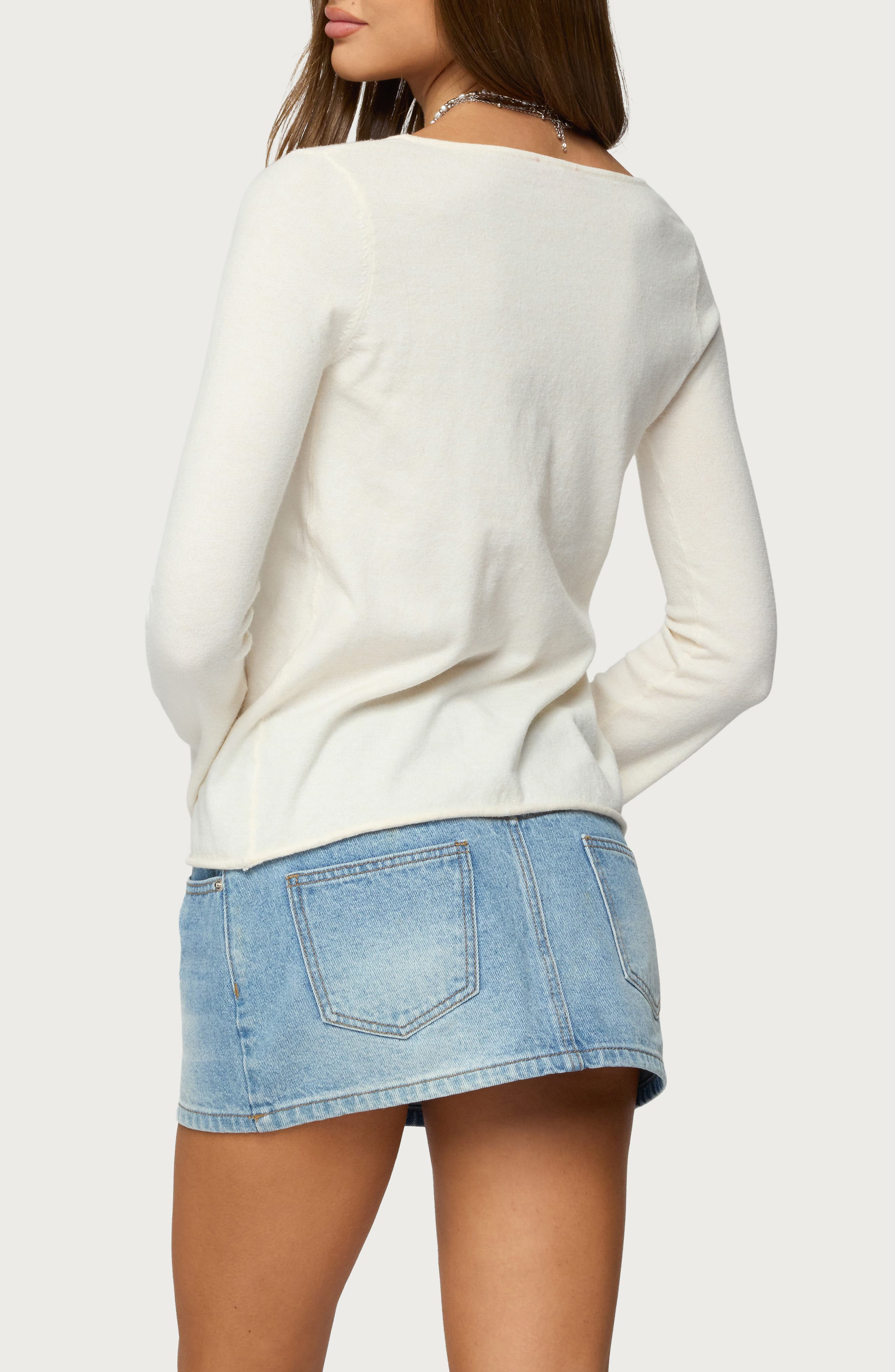 EDIKTED Jesy Iridescent Split Front Top (Women) | Nordstrom