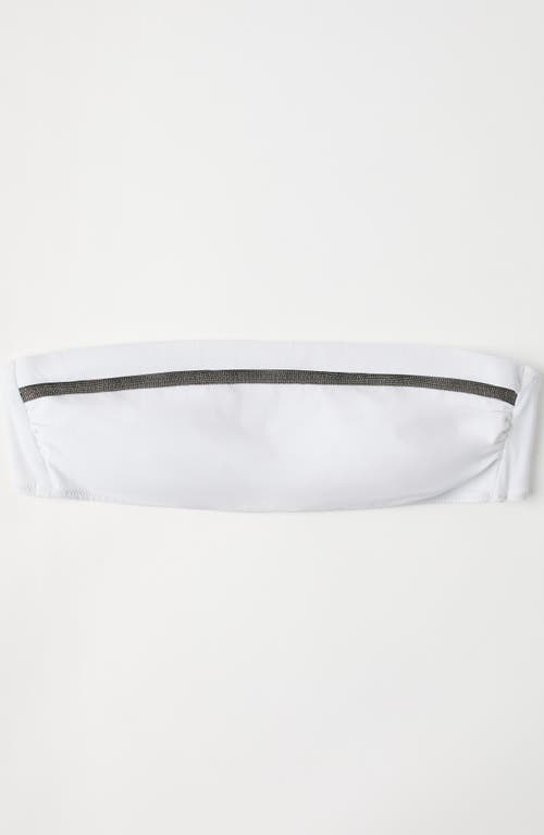 Shop Brunello Cucinelli Bikini Bandeau Top With Monili In White
