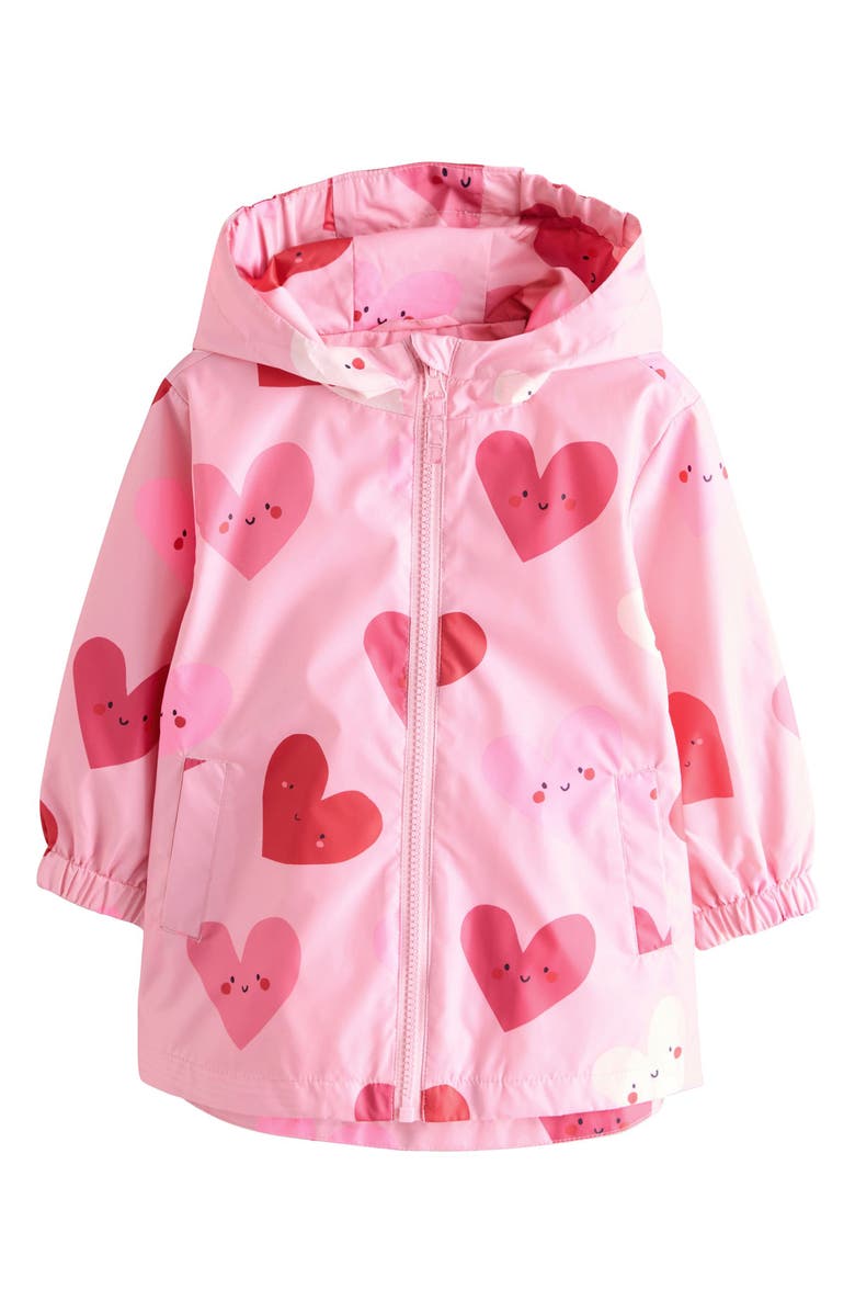 NEXT Kids' Heart Print Rain Jacket, Main, color, Pink