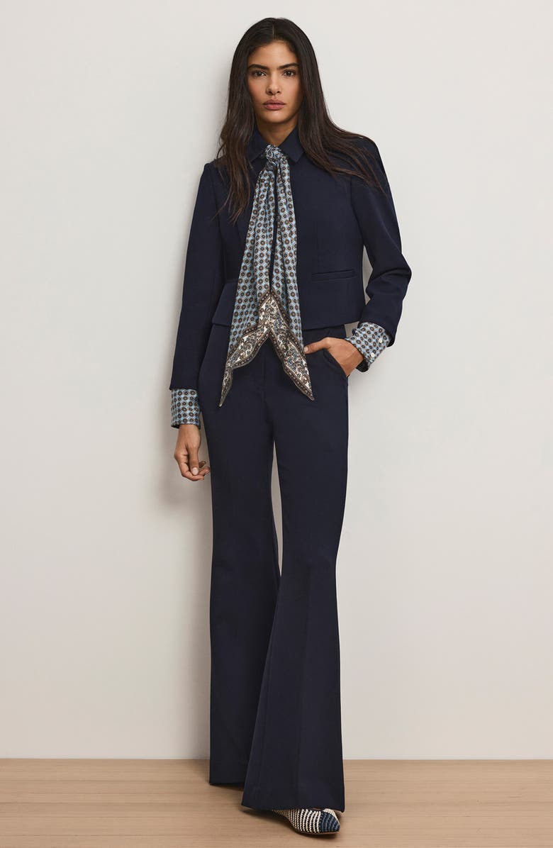 Veronica Beard Ismena Jacket with Removable Scarf & Sleeve Cuffs, Alternate, color, Navy