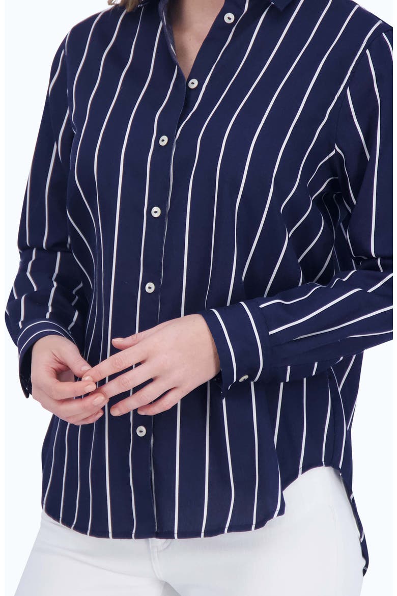 Stripe Tunic Button-Up Shirt, Alternate, color, NAVY