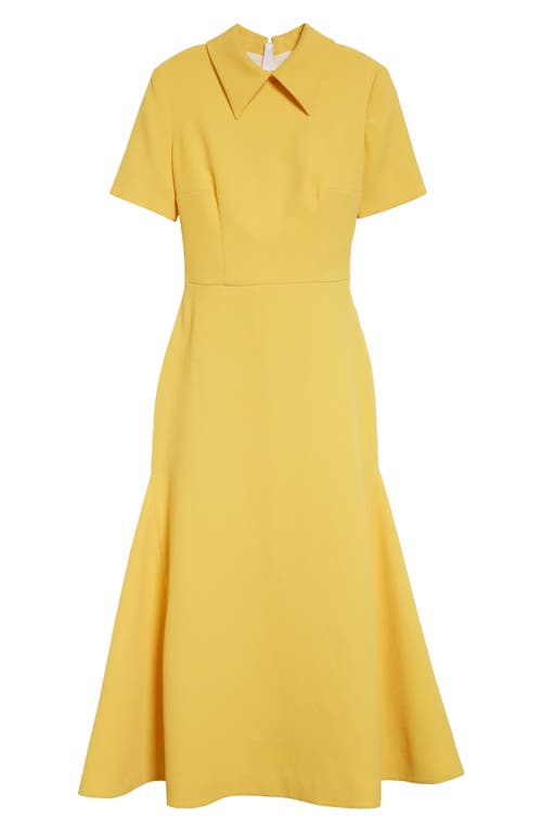 Emilia Wickstead Eman Collard Crepe Midi Dress In Custard