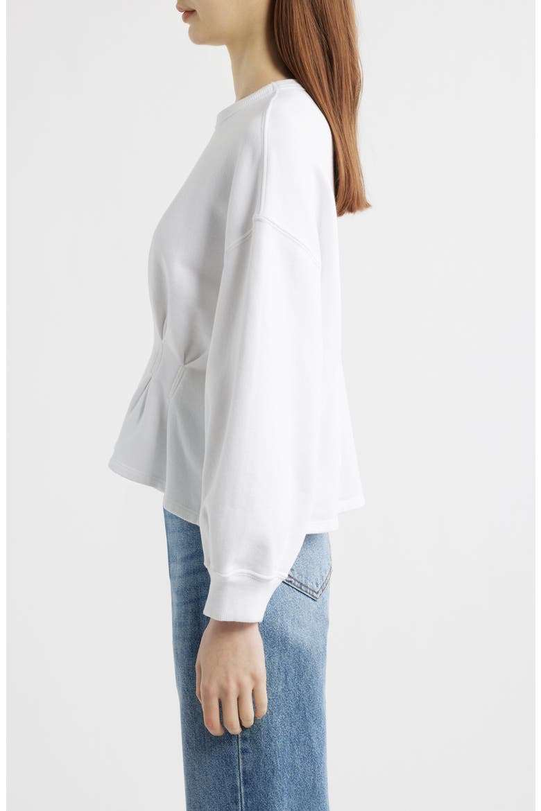 The Slouchy Cotton Corset Peplum Sweatshirt, Alternate, color, TRUE WHITE