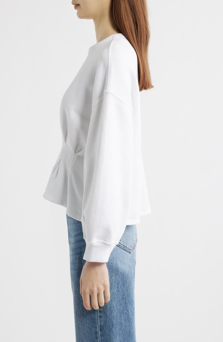 THE GREAT. The Slouchy Cotton Corset Peplum Sweatshirt, Alternate, color, True White