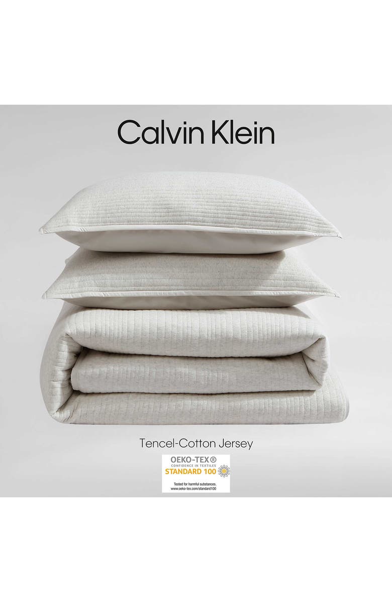 Calvin Klein Mélange Quilted Jersey Duvet Cover & Shams Set, Alternate, color, White