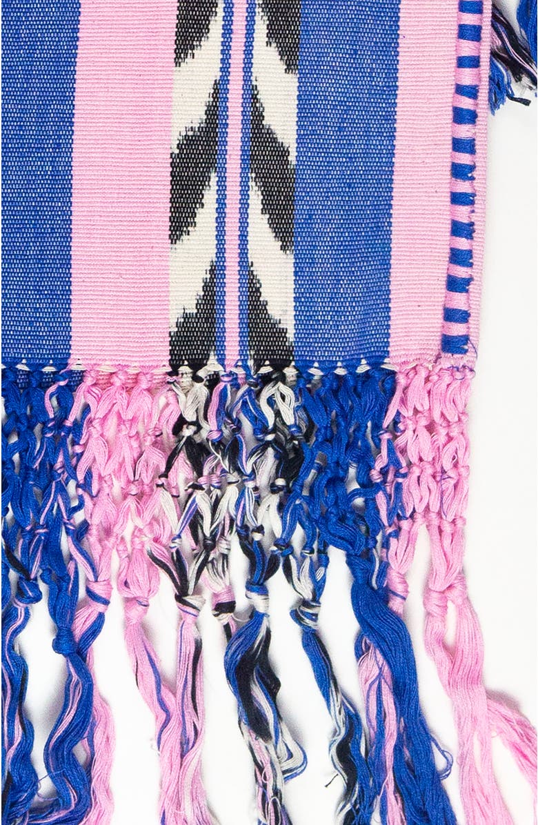 Archive New York Palm Ikat Pink and Blue Handwoven Cotton Throw Blanket, Alternate, color,