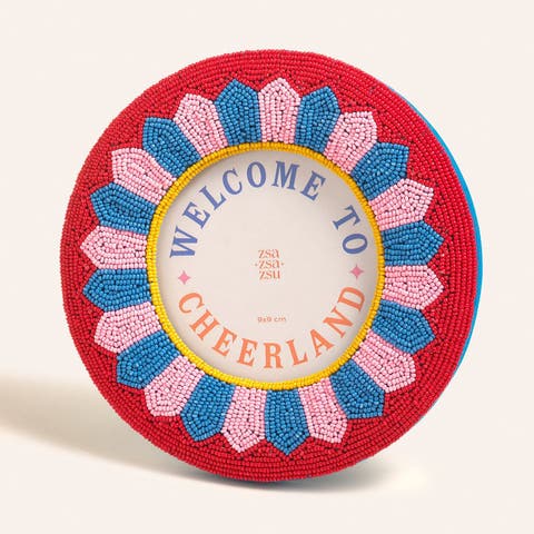 Dadri Round Decorative  Beaded Wood Frame Cheerland 7 In