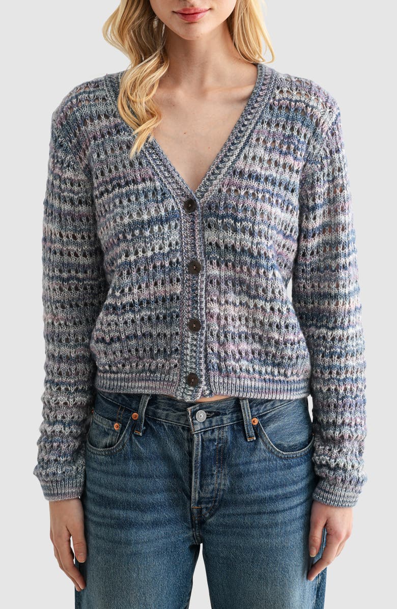 Lush Open Knit Cardigan, Alternate, color, Blue