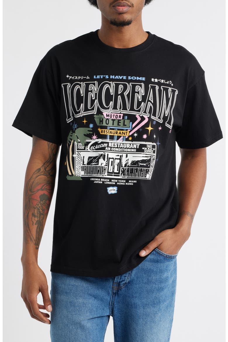 Store Front Cotton Graphic T-Shirt, Main, color, BLACK