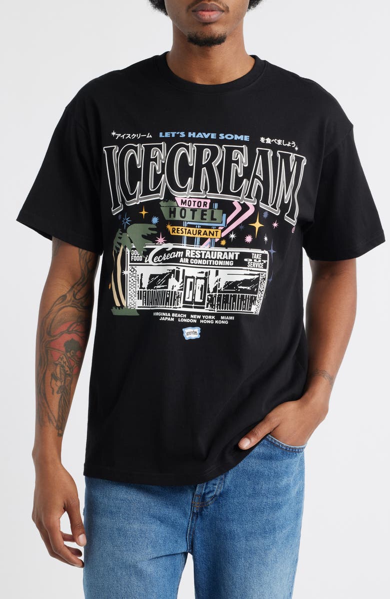 ICECREAM Store Front Cotton Graphic T-Shirt, Main, color, Black