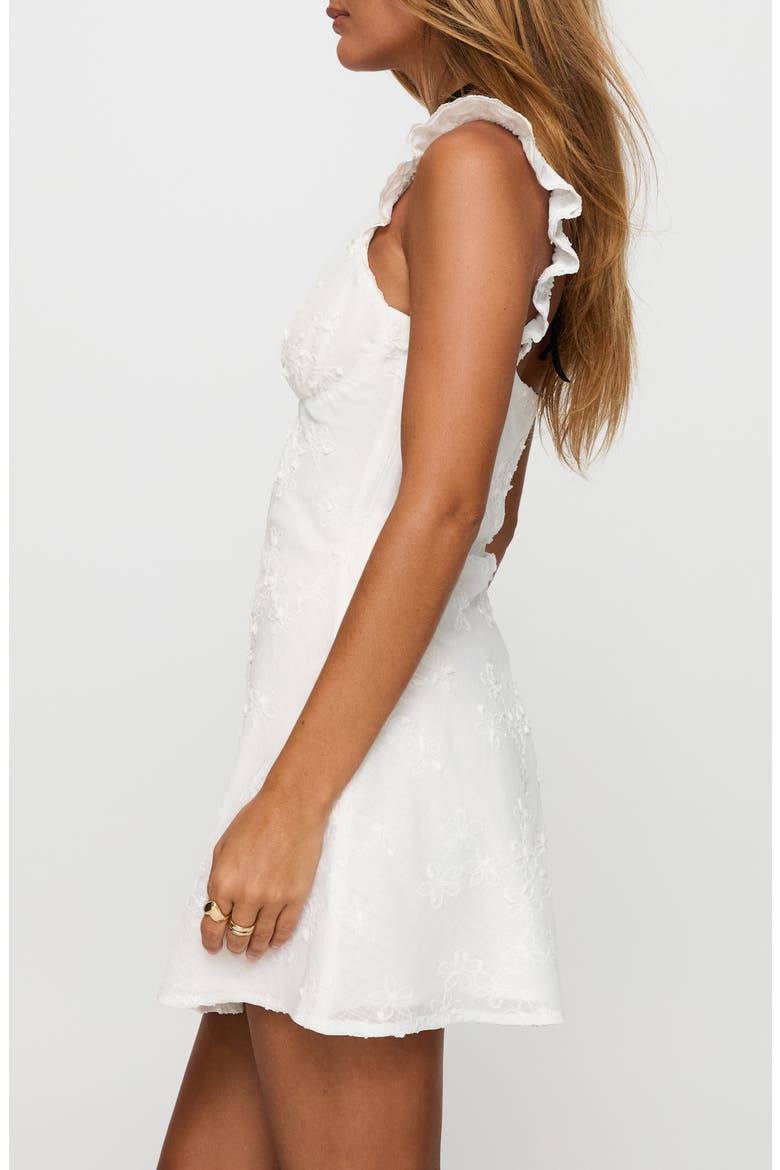 Beacall Embroidered Lace Trim Cotton Mini Sundress, Alternate, color, WHITE