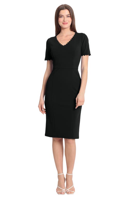 Maggy London Short Sleeve Midi Sheath Dress In Black