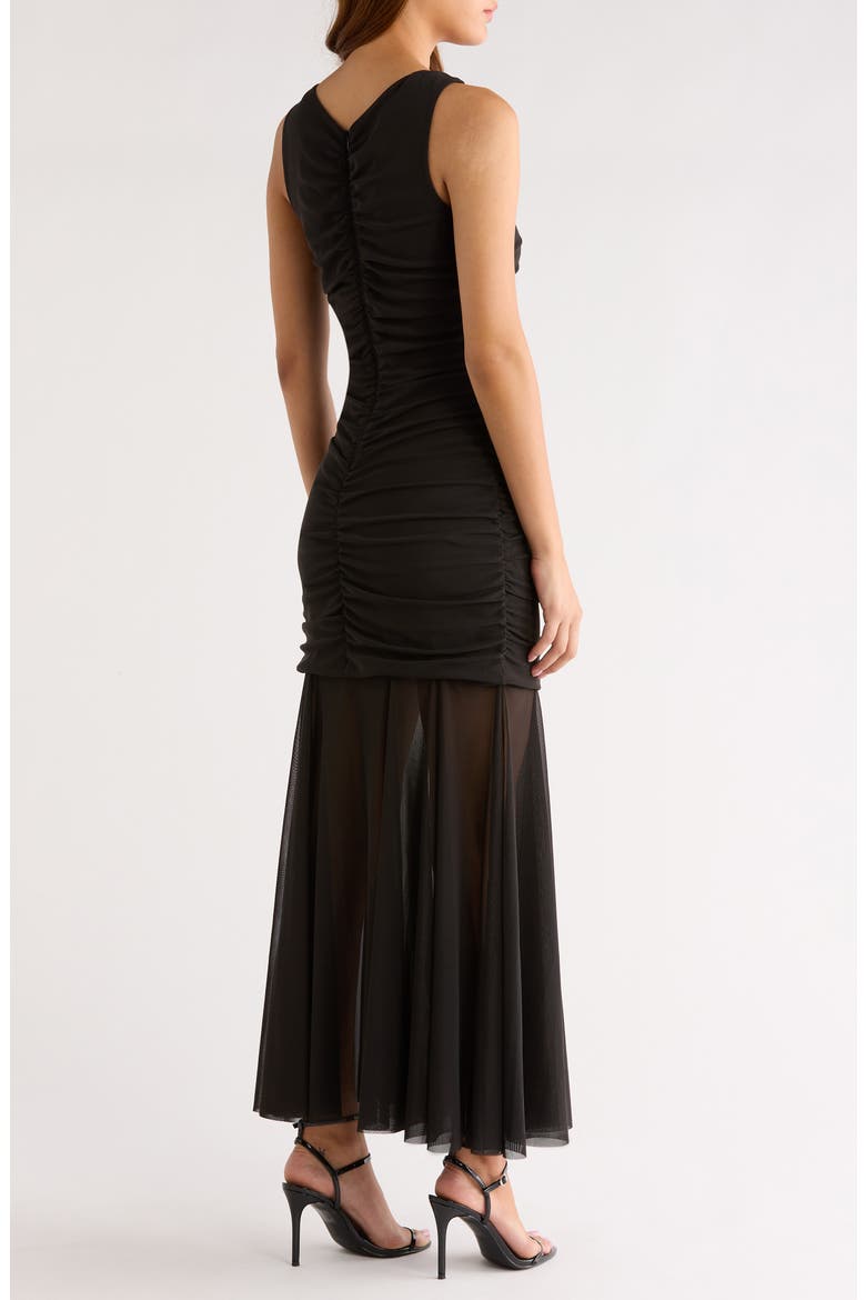 Denisa Ruched Maxi Dress, Alternate, color, BLACK