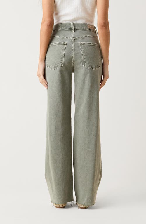 Le Jean High Waist Wide Leg Column Jeans In Green