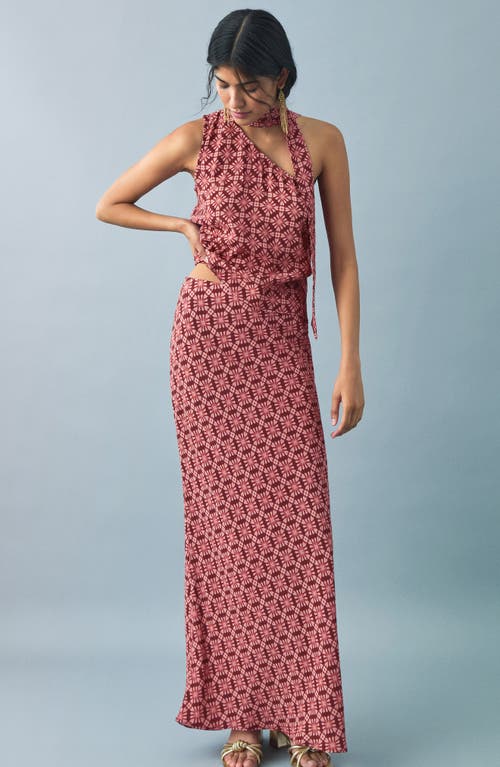 Mango Teen Print Maxi Skirt In Pink