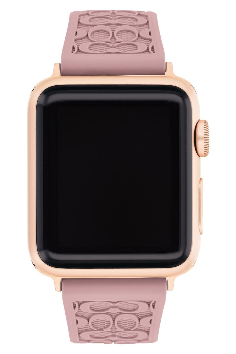 Signature C Rubber Apple Watch® Watchband, Alternate, color, PINK