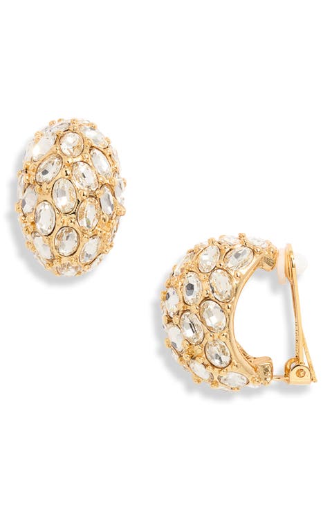 Crystal Oval Clip-On Earrings