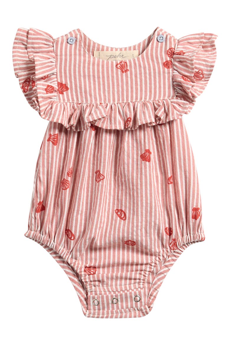 Stripe Organic Cotton Bubble Romper, Main, color, SHELL BELLE