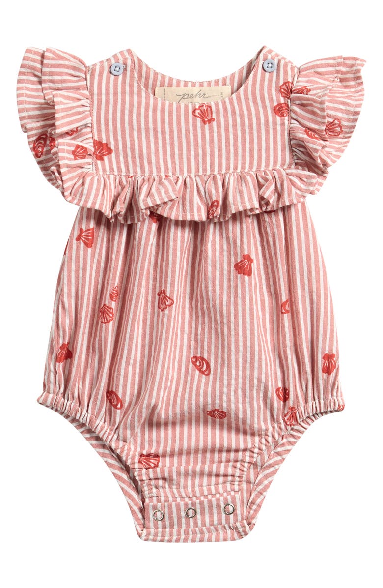 Pehr Stripe Organic Cotton Bubble Romper, Main, color, Shell Belle