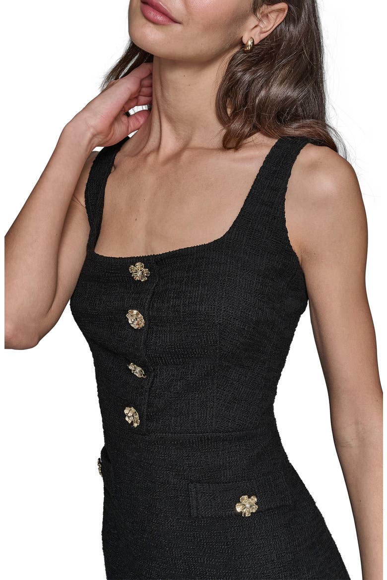 Tweed Knit A-Line Dress, Alternate, color, BLACK