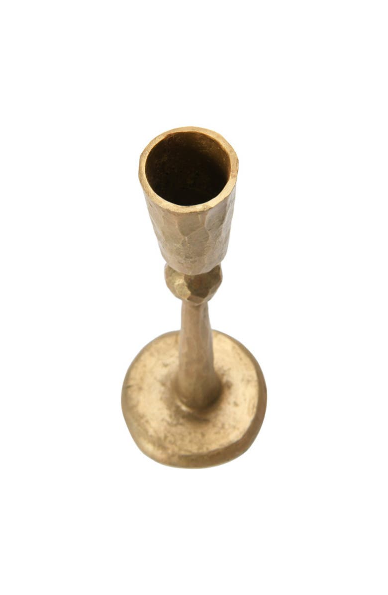 Storied Home Tall Hand-Forged Metal Taper Holder, Antique Brass Finish, Alternate, color, Brass