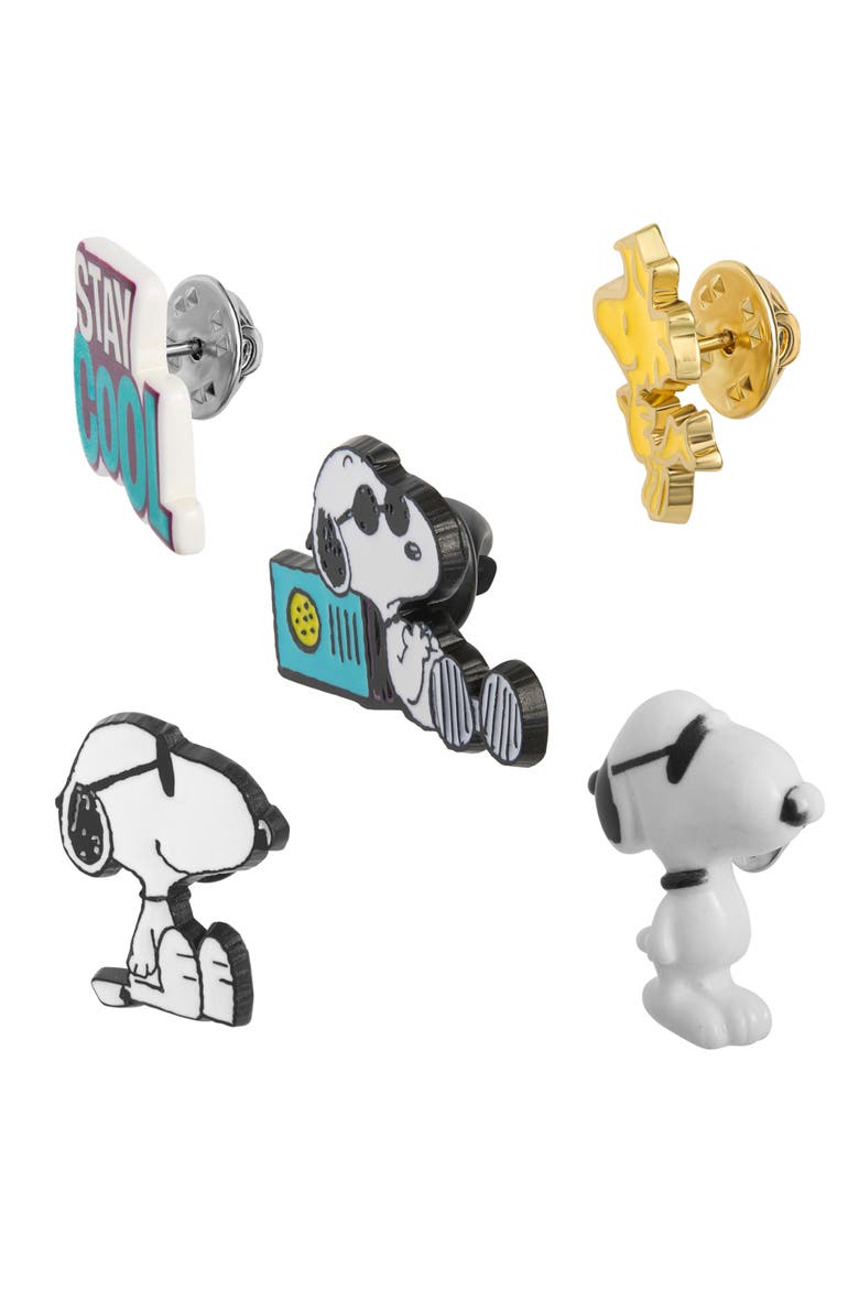 Snoopy Enamel Pin Set 5-Piece Official License, Alternate, color, White, yellow, Blue