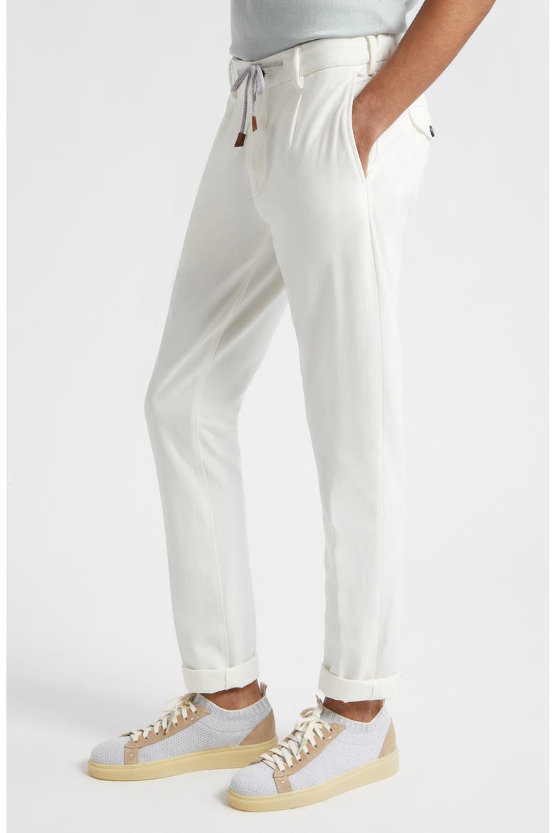 Drawstring Waist Stretch Jersey Pants, Alternate, color, WHITE