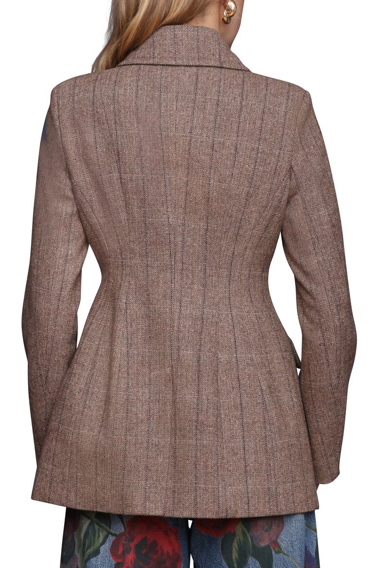 Herringbone Hourglass Blazer, Alternate, color, BROWN HERRINGBONE