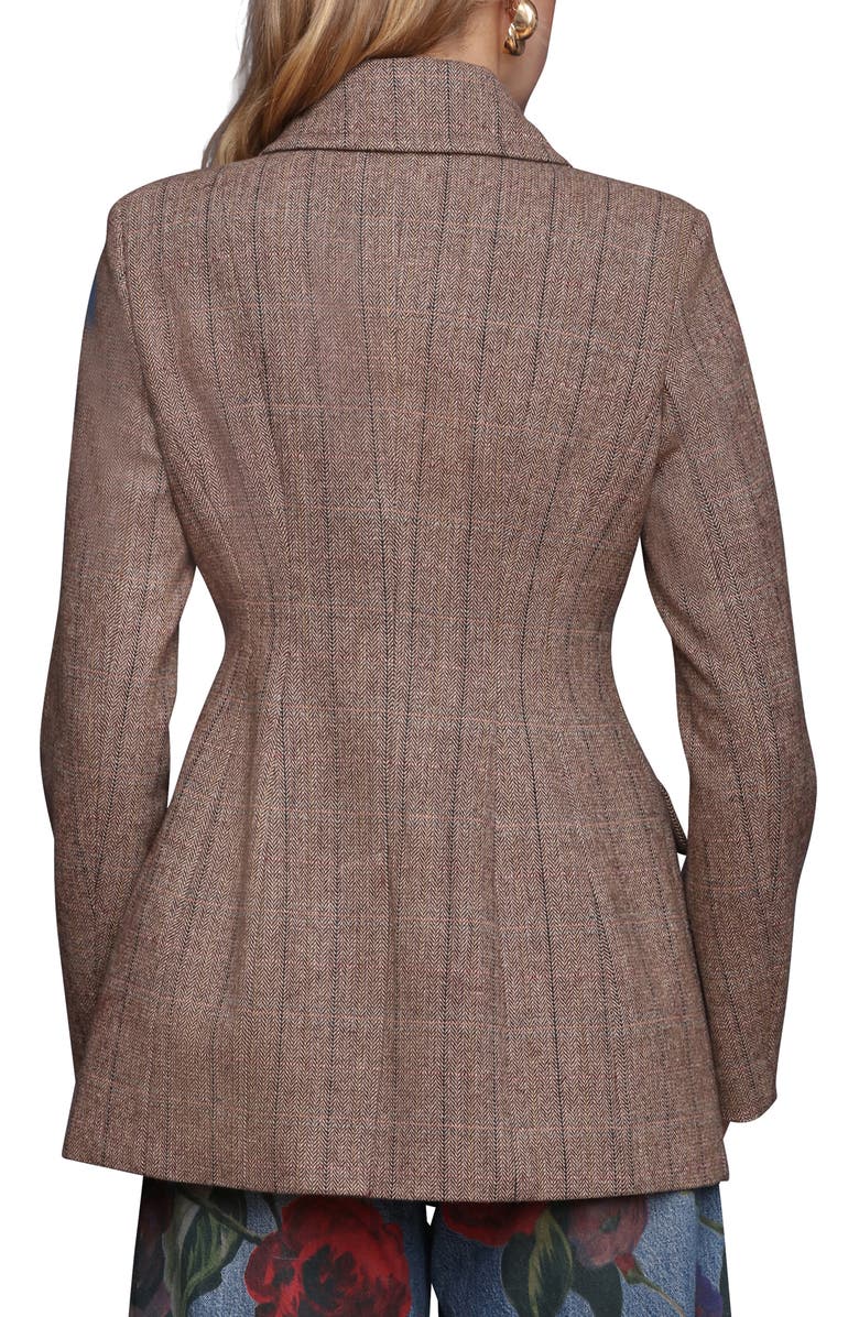 Avec Les Filles Herringbone Hourglass Blazer, Alternate, color, Brown Herringbone
