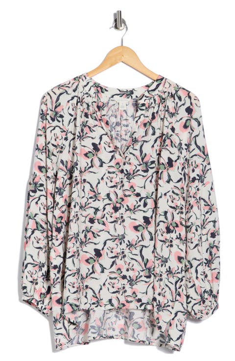 Floral Long Sleeve Popover Top (Plus)