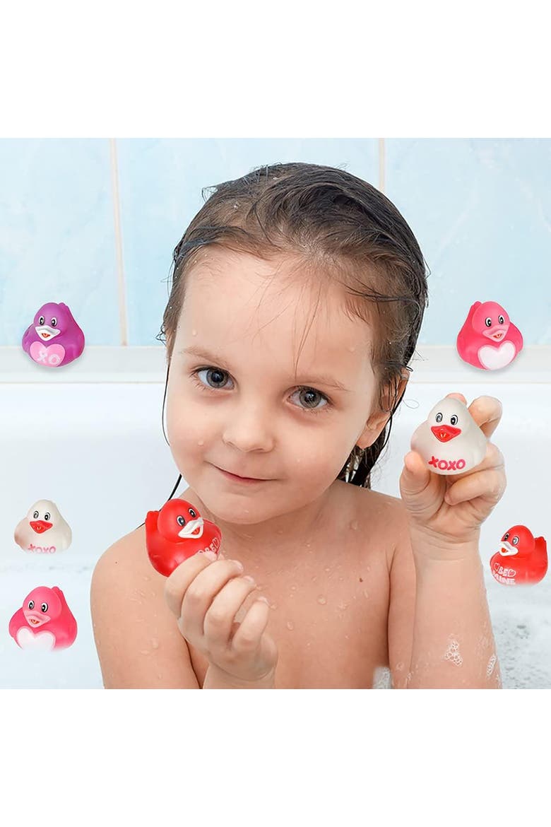 Valentine's Day Rubber Duckies 12 Pack, Love Themed Bath Toys, Alternate, color, Multicolored