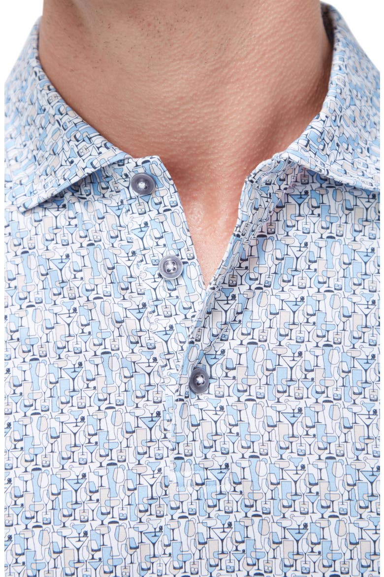 Victor OoohCotton® Barware Print Polo, Alternate, color, AIR BLUE