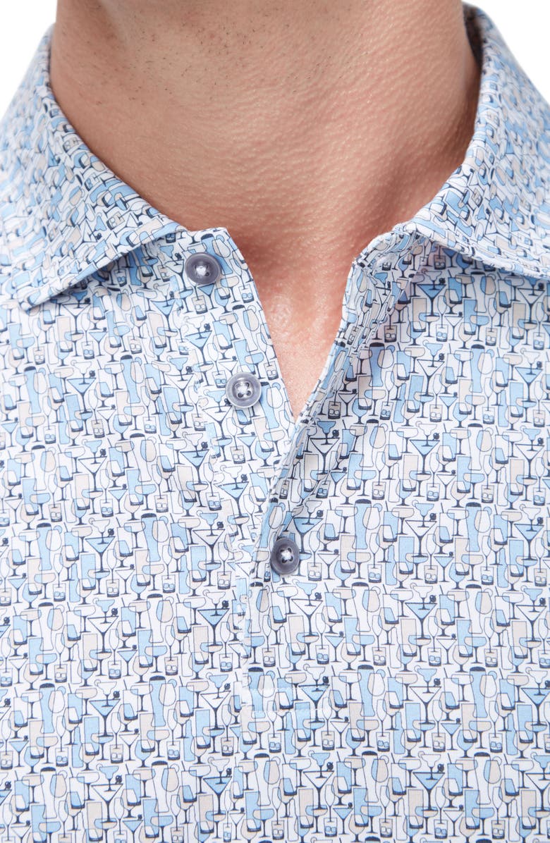 Bugatchi Victor OoohCotton<sup>®</sup> Barware Print Polo, Alternate, color, Air Blue
