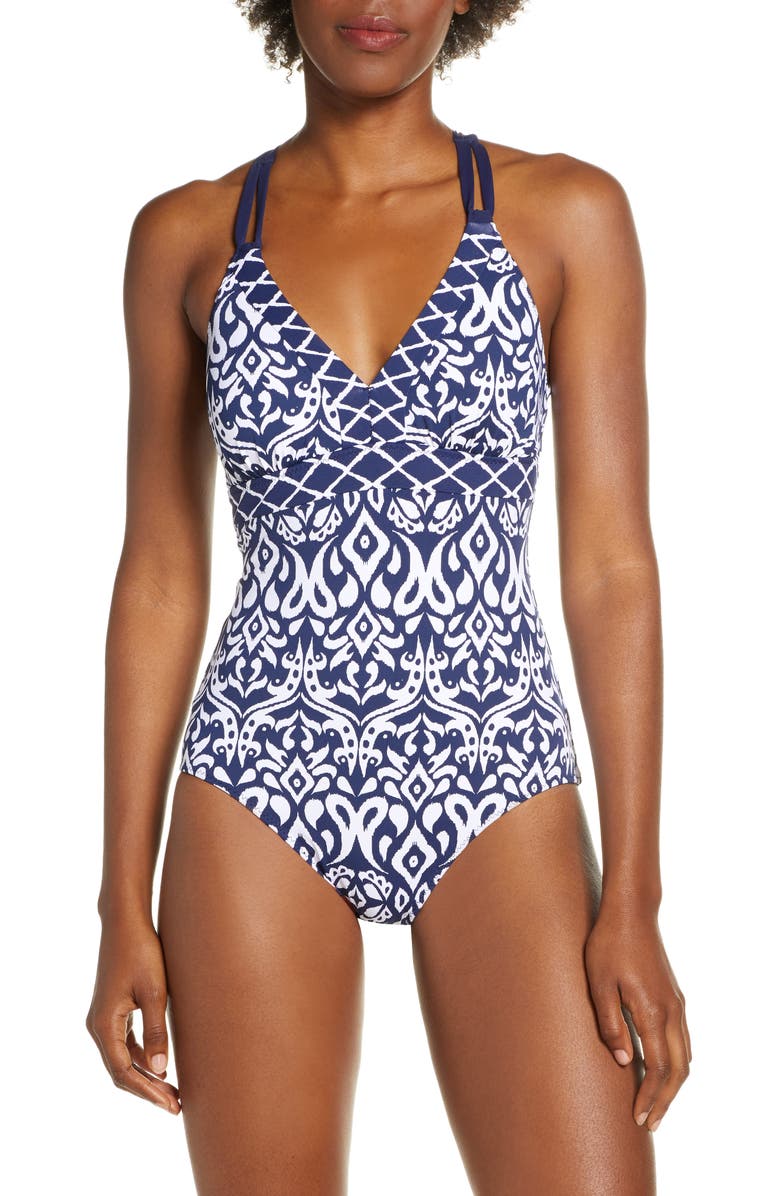 Tommy Bahama Ikat Diamonds Reversible One-Piece Swimsuit, Main, color, 