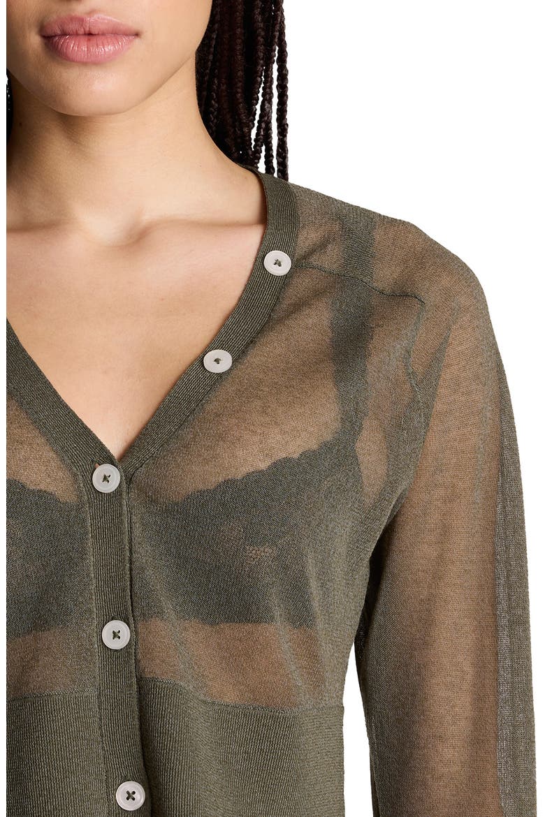 Sheer Cropped Cardigan, Alternate, color, TURTLE GREEN