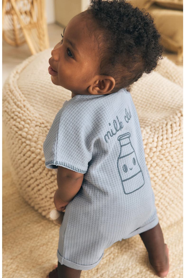 Milk Club Waffle Knit Romper, Alternate, color, BLUE