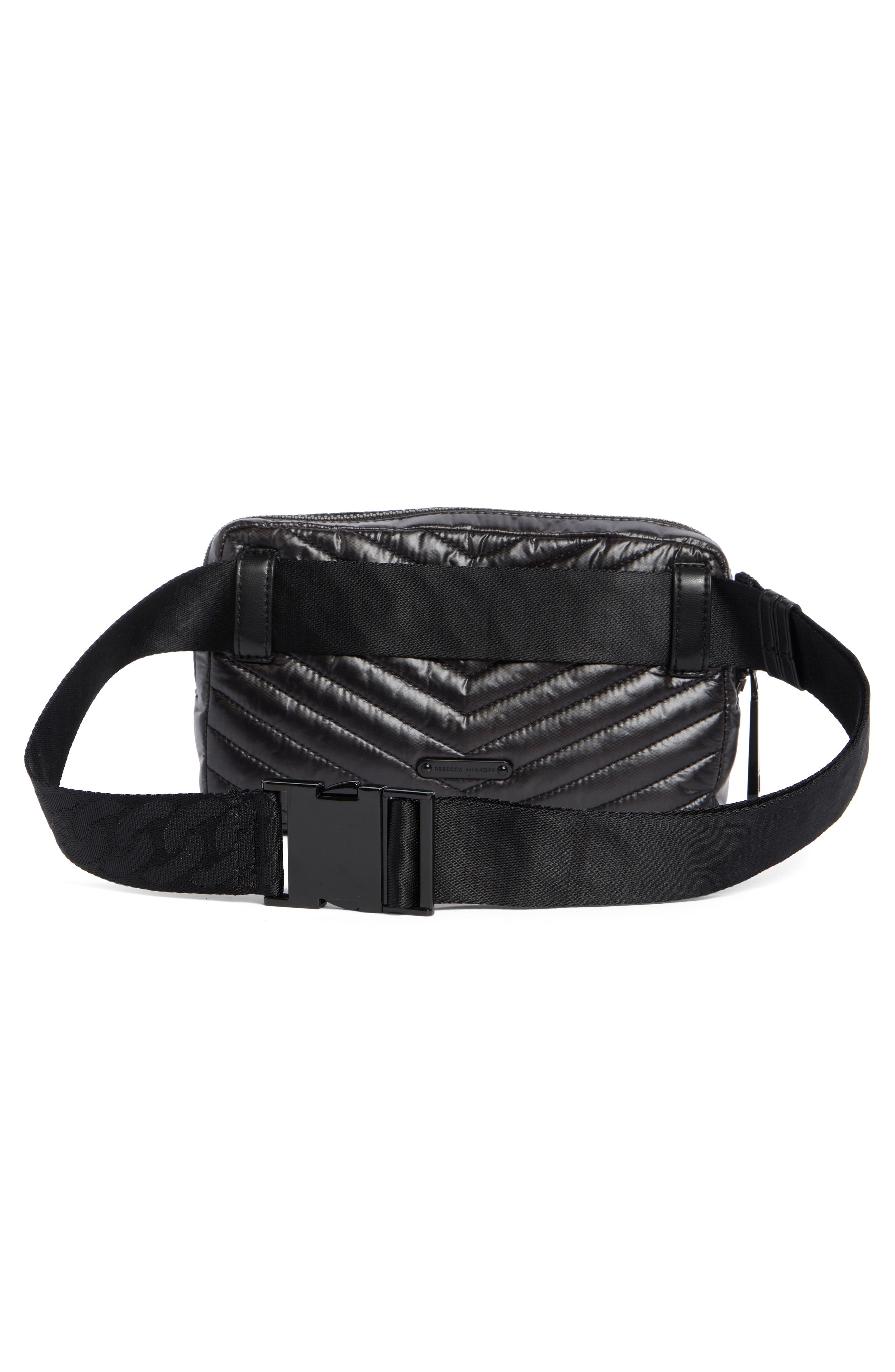 Rebecca Minkoff Edie Quilted Nylon Belt Bag, Alternate, color, Black