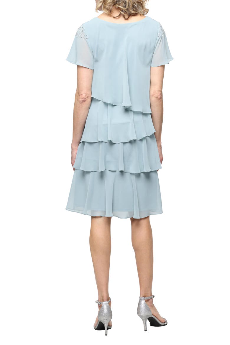 Beaded Tiered Chiffon Dress, Alternate, color, SAGE