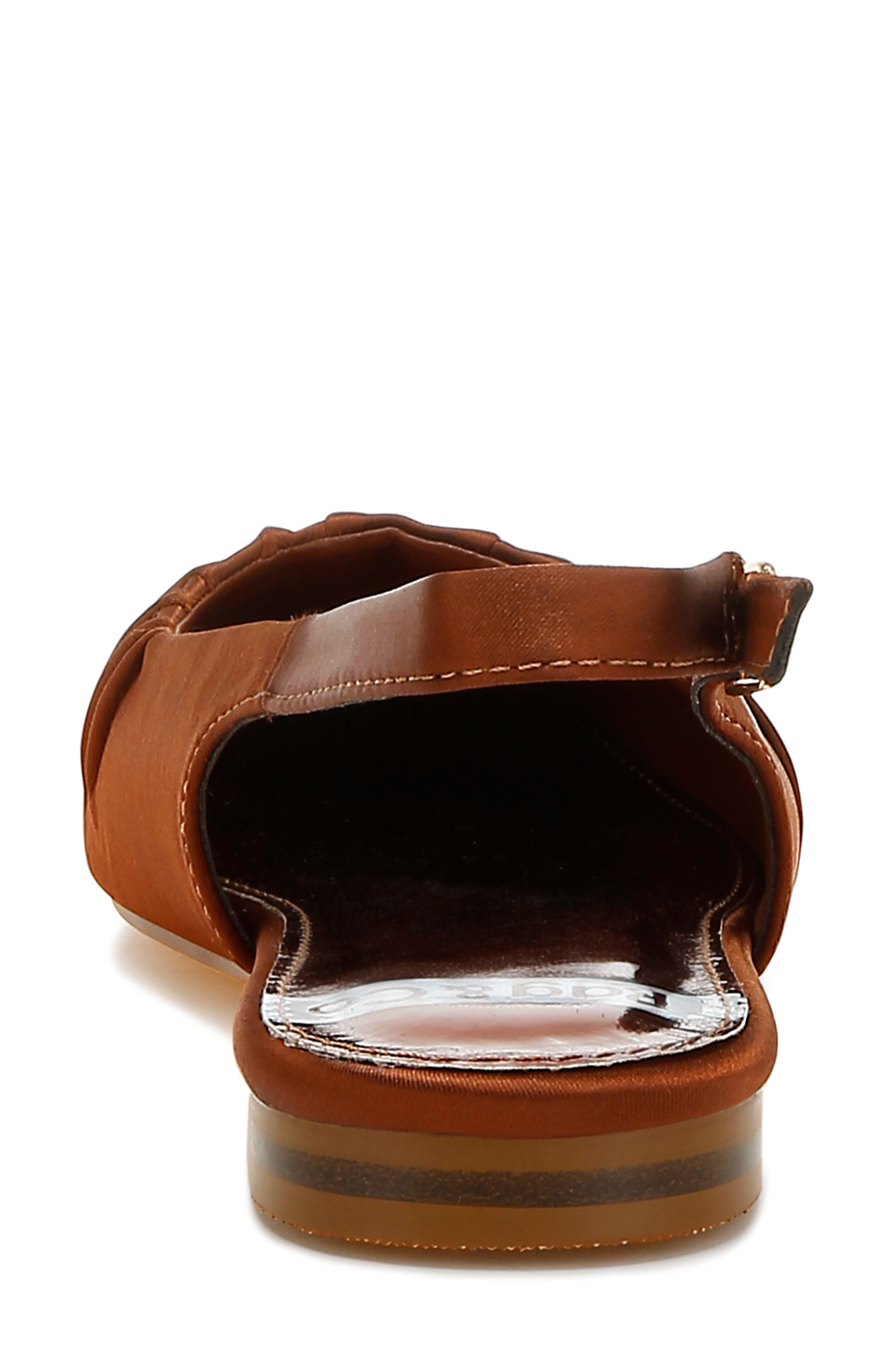Cheeni Satin Slingback Flat, Alternate, color, BROWN
