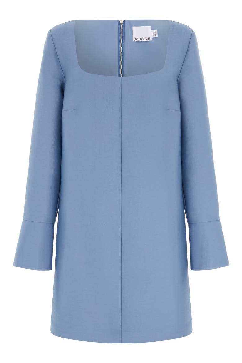 Carmel Long Sleeve Satin Minidress, Alternate, color, STEEL BLUE