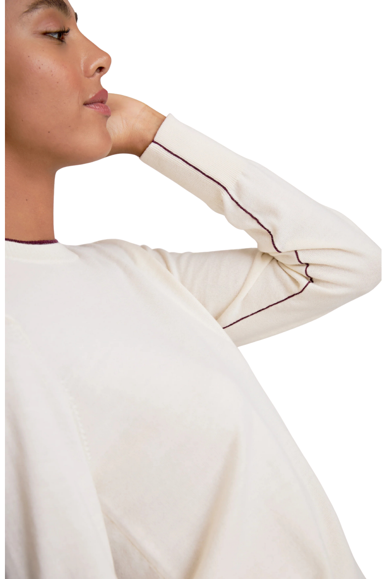Kit Light Merino Contrast Sweater, Alternate, color, Garnet/Ivory