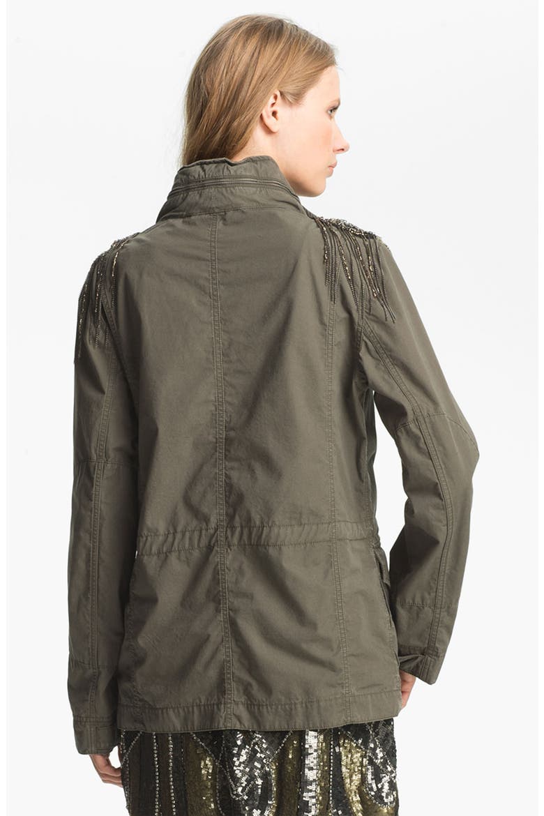 Sequin Shoulder Military Jacket, Alternate, color, MILITARY