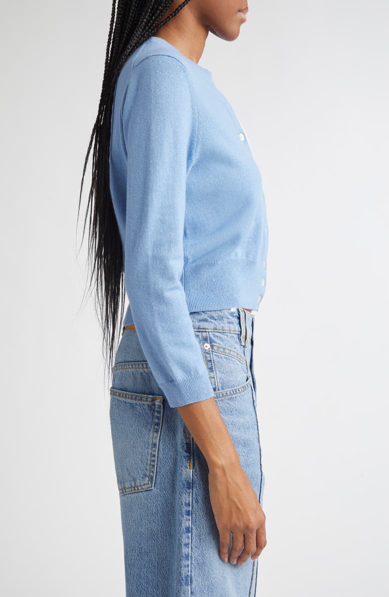 Isabel Marant Étoile Lona Intarsia Cotton & Wool Cardigan, Alternate, color, Dusky Blue/ Light Grey