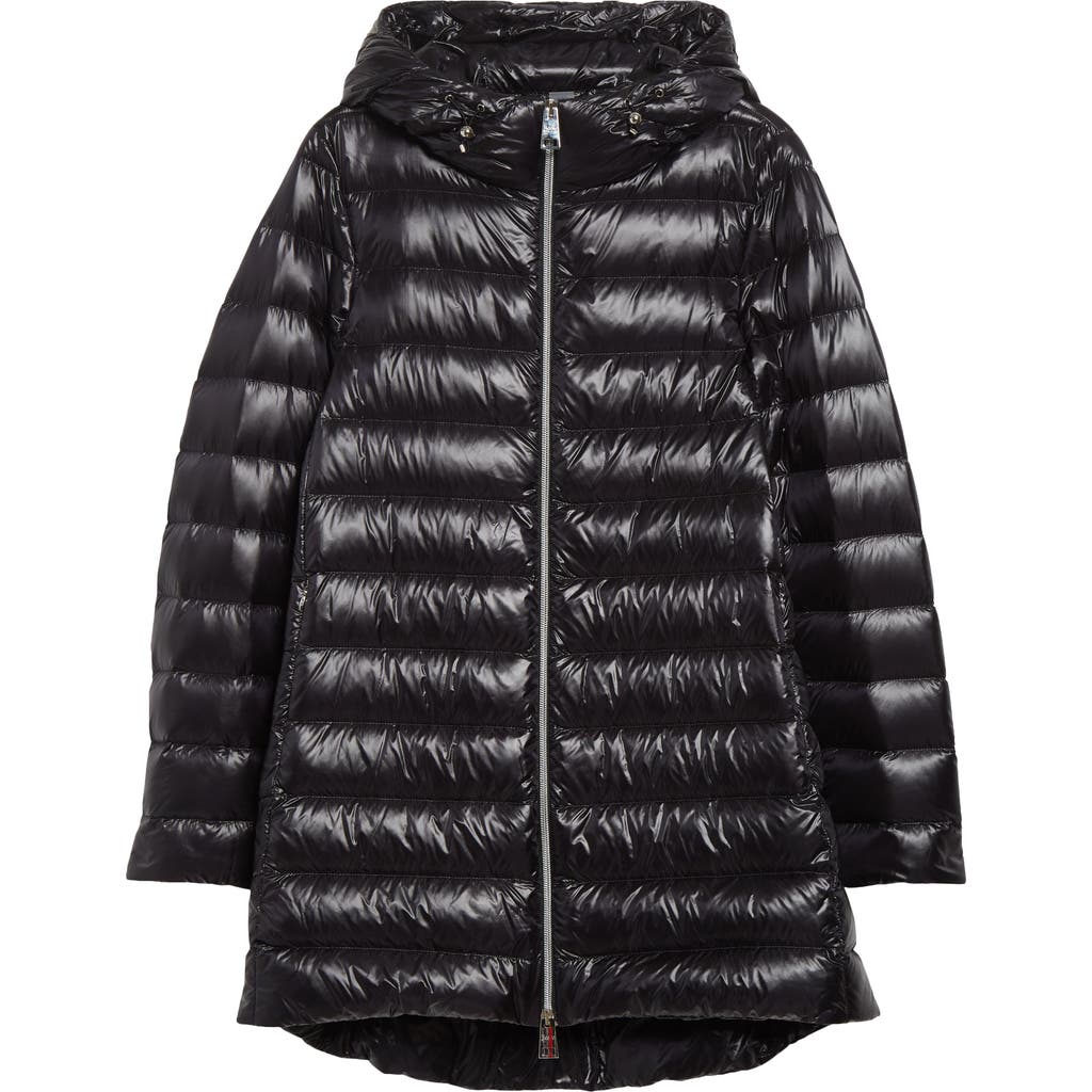 Herno Shiny Nylon Hooded Down Puffer Jacket In Black