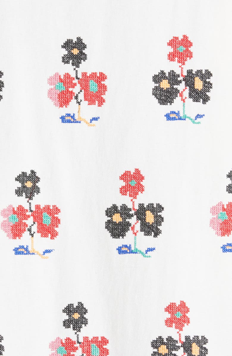 Bode Daisy Sprig Embroidered Cotton Shirt, Alternate, color,