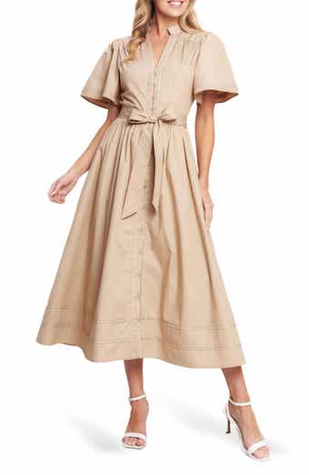 Flutter Sleeve Cotton Shirtdress