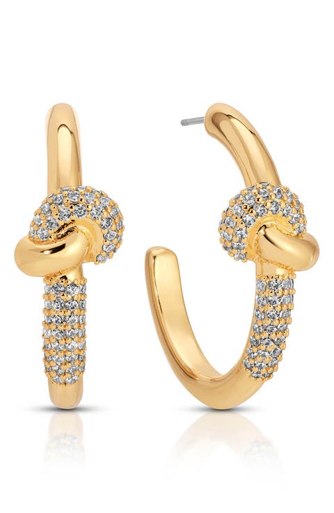 Knot Pavé Hoop Earrings
