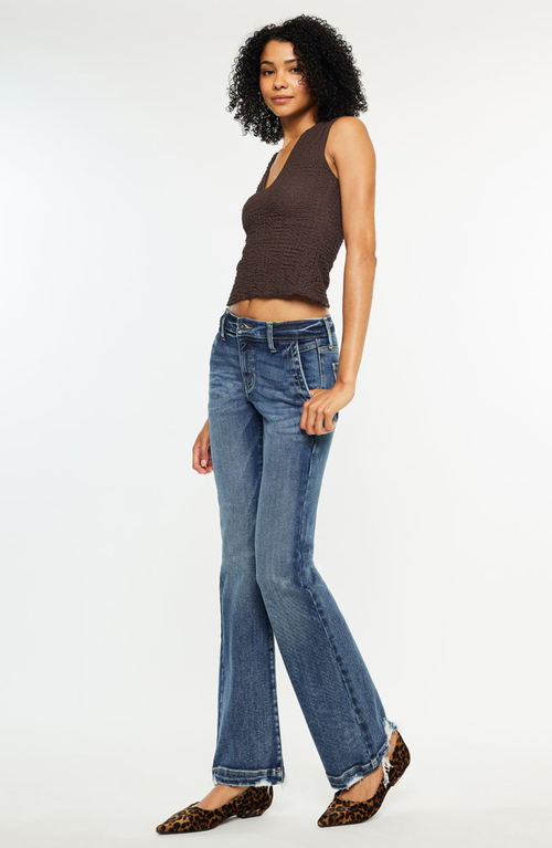 Kancan Delcie Mid Rise Bootcut Jeans In Blue
