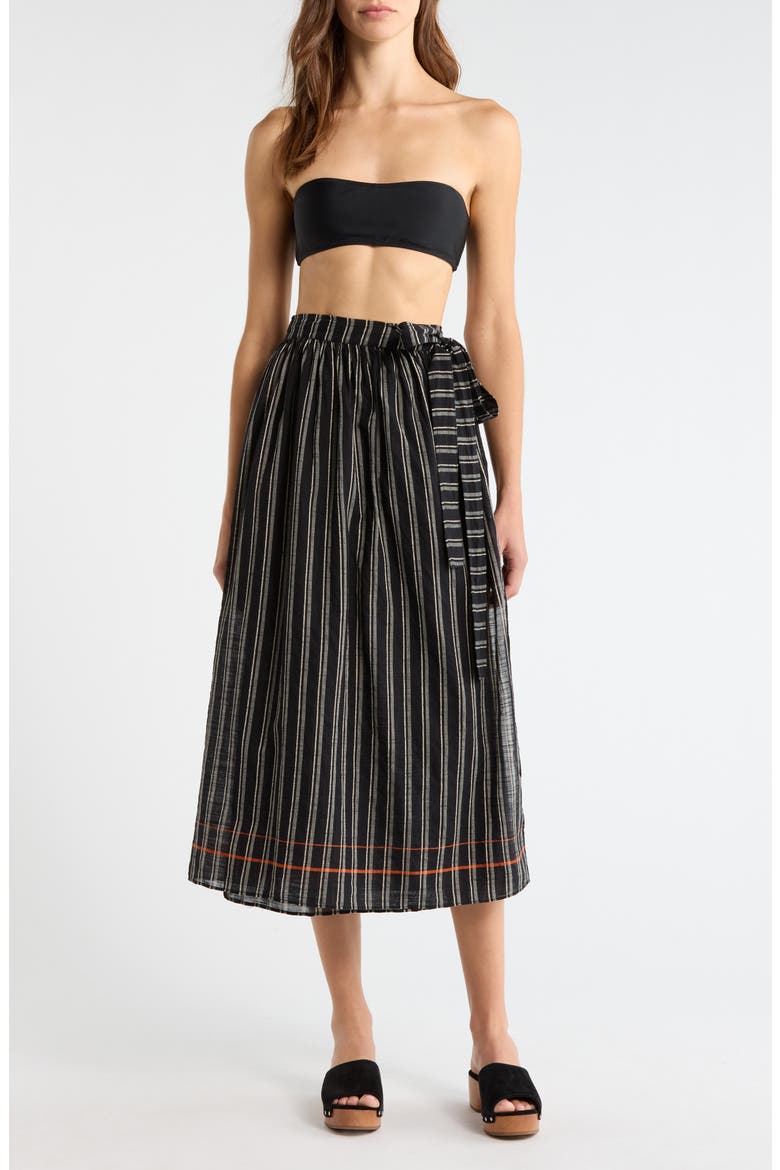 Suri Stripe Cover-Up Skirt, Main, color, NOIR STRIPE