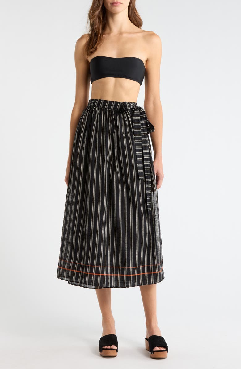 Ulla Johnson Suri Stripe Cover-Up Skirt, Main, color, Noir Stripe